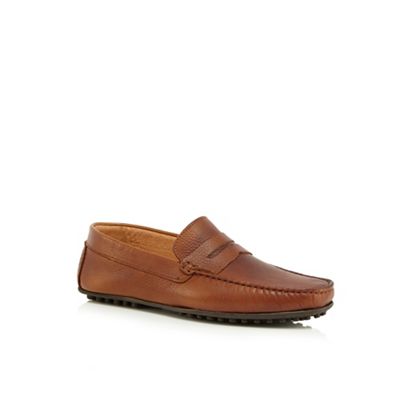 Tan leather slip-on shoes